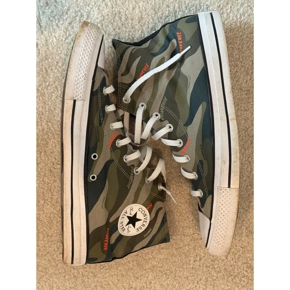 Converse Chuck Taylor All Star High Top Camo Orange Mens 13 Sneaker - Picture 7 of 9